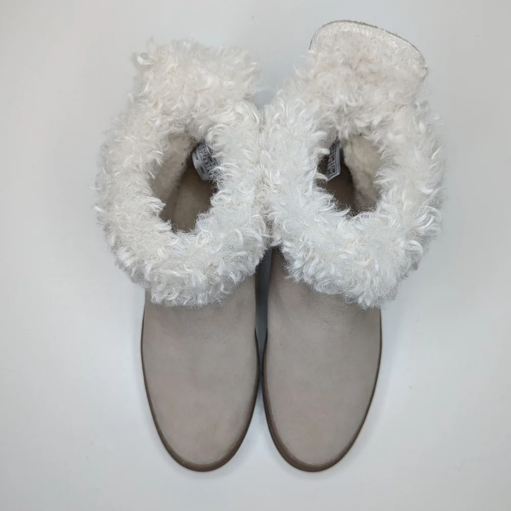 Cougar Tan Suede Faux Shearling Ankle Boots Booties Waterproof Women Size 7